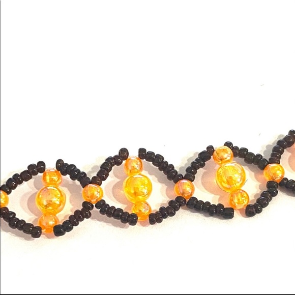 Beaded Headband Brown Orange Soft Elastic - Picture 3 of 3